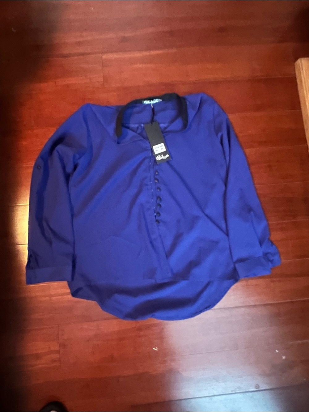 Royal Blue Button-Front Blouse